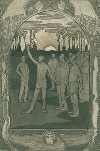 Factory workers stand strong united, 1900 by Jan van der Vaardt